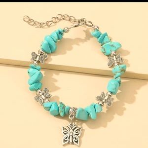 NWT—Natural Stone Turquoise Butterfly Bracelet